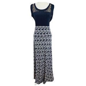 LulaRoe Women's Geometric Print Black Lavender  Maxi Modest Casual Skirt sz 3XL